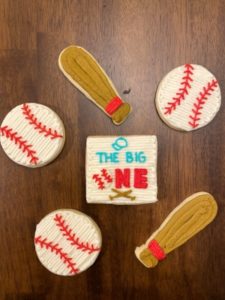 the big one birthday baseball theme cookies