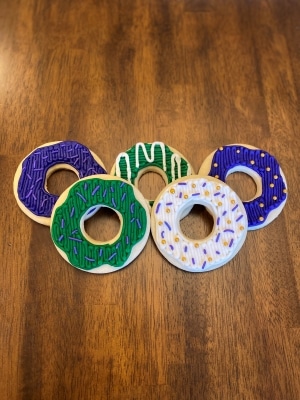 Decorated Mardi Gras Cookies