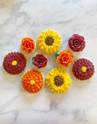 easy fall flower bouquet cookies