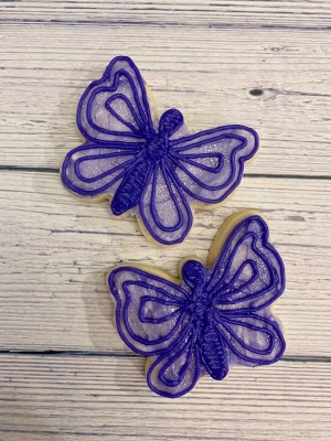 Butterfly decorated sugar cookies for a garden party