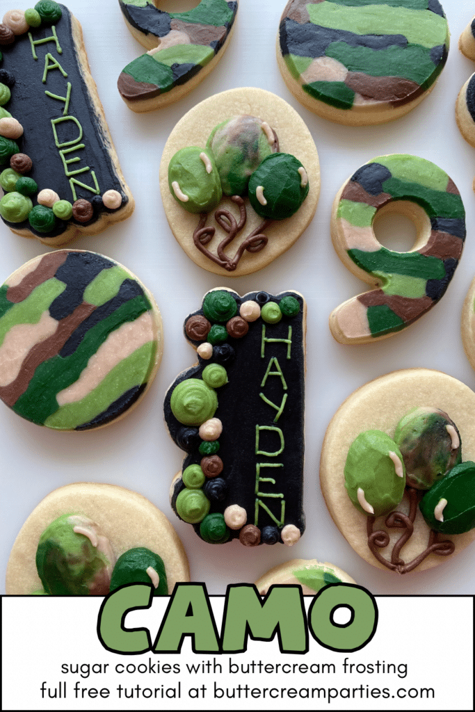 how to decorate buttercream camo cookies