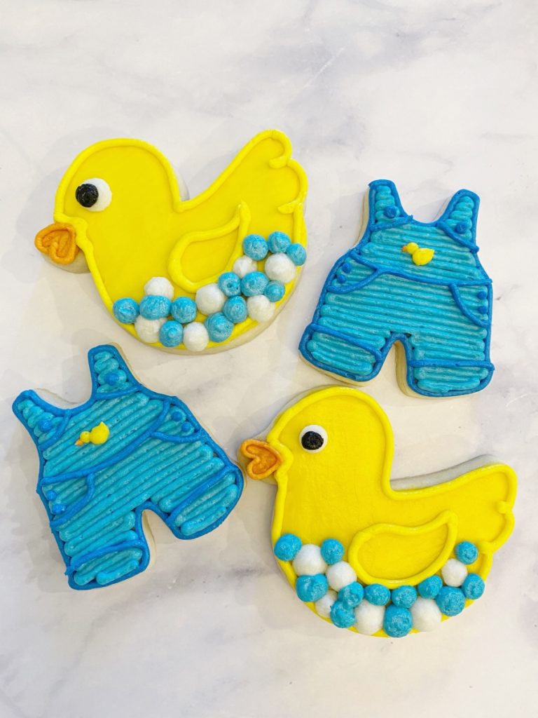 Cute Decorated Cookies for Rubber Ducky Baby Shower Themes