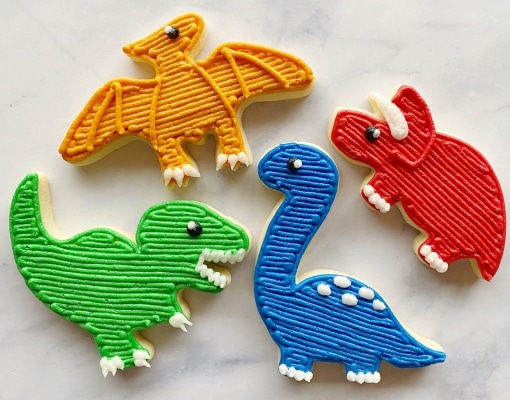 how to decorate dinosaur cookies with buttercream icing