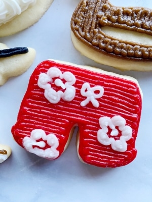 decorated board short cookies with buttercream frosting