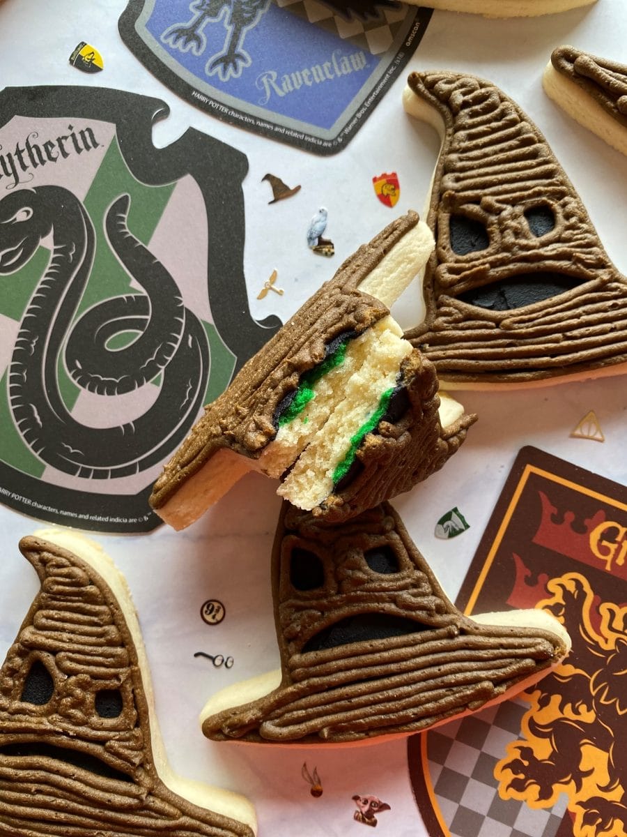 harry potter sorting hat party cookies with buttercream icing