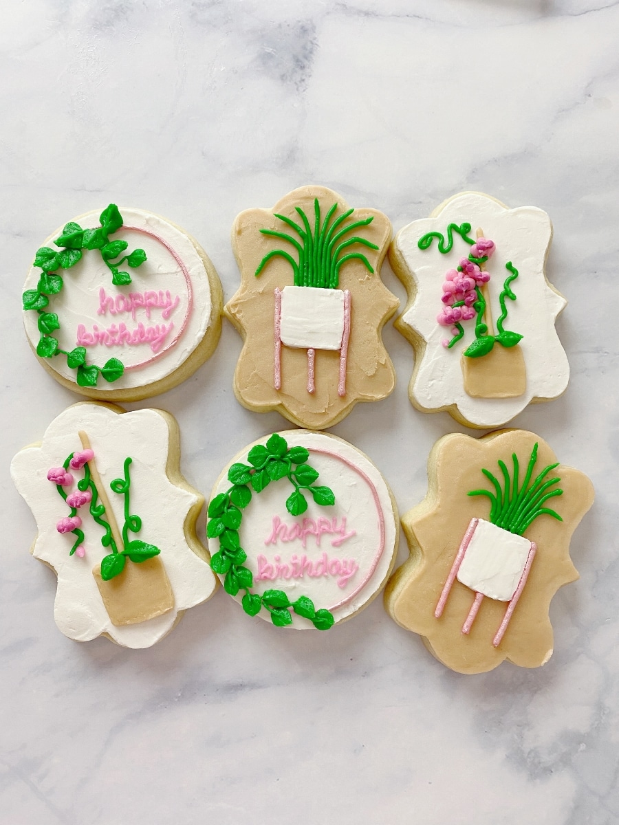 How to Decorate Buttercream Orchid & Houseplant Sugar Cookies
