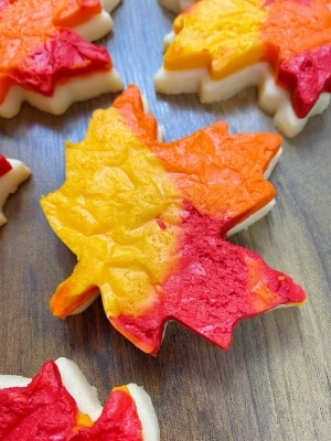 fall leaf sugar cookies with buttercream frosting