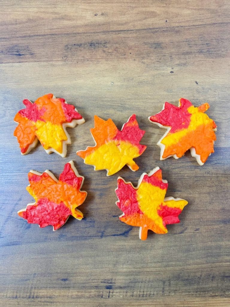 Easy Fall Leaf Sugar Cookies Using Frozen Buttercream Cutouts