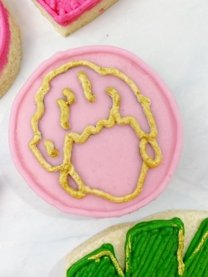 Golden Girls Silhouette Cookie on Buttercream Painted with Gold Luster Powder