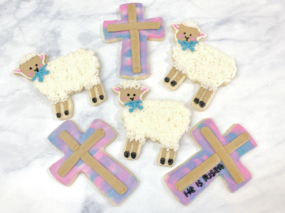 Christian Easter Cookies - Wooden Cross and Lamb Sugar Cookies