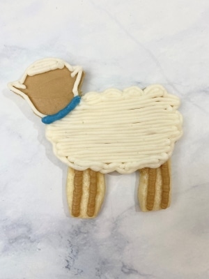 Easter Lamb Sugar Cookies with Buttercream with Blue Ribbon