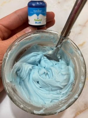 Chefmaster Liqua Gel Natural Blue Food Coloring with 1/4 teaspoon of dye