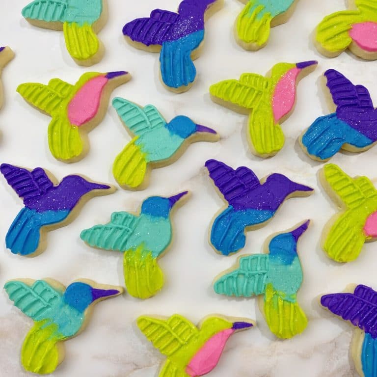 Spring Sugar Cookie Tutorial – Colorful Hummingbird Decorated Cookies