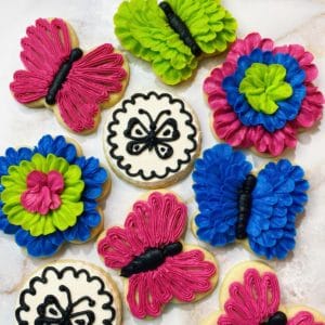 Butterfly Decorated Cookies for an Encanto Birthday Party