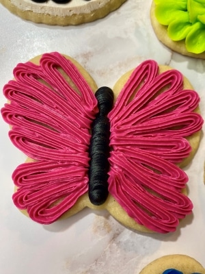 yarn butterfly cookies for an Encanto birthday