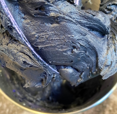 Black Buttercream Frosting Before it Has Developed