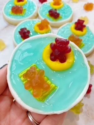 Pool Party Fun! Gummy Bear Cookies & 3 Ingredient Recipe for Piping Gel