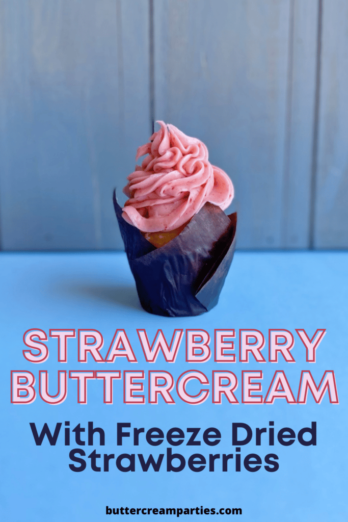 Crusting Strawberry Buttercream with Freeze Dried Strawberries on Cupcake Pin