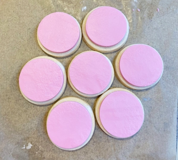 Rolled buttercream on cut out sugar cookies