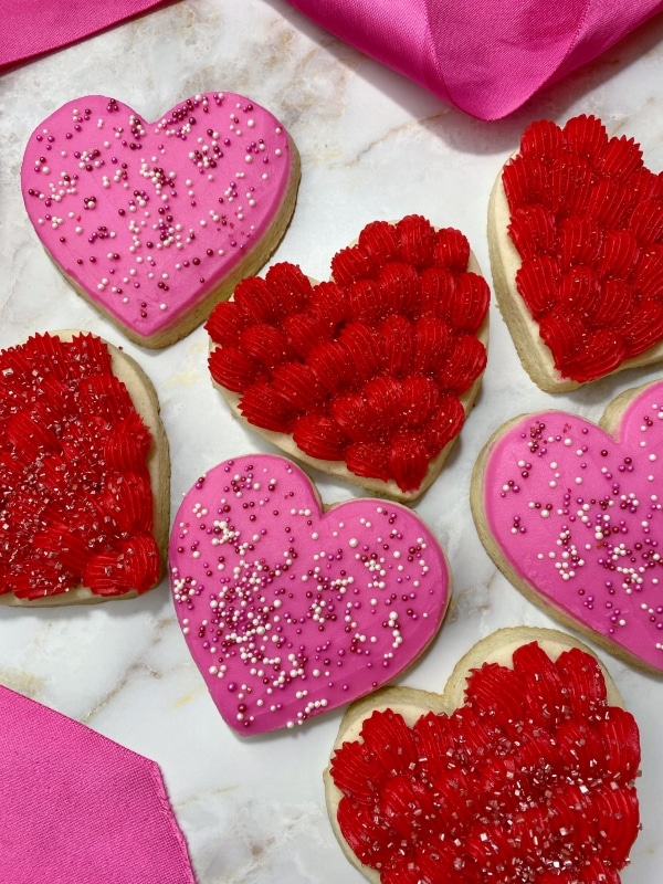 cut out Valentine sugar cookies