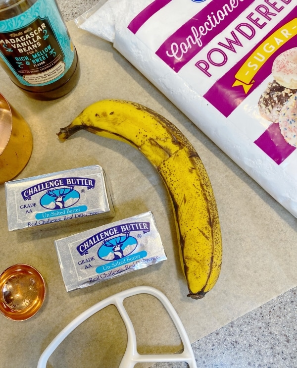 Ingredients for Banana Buttercream with Real Banana