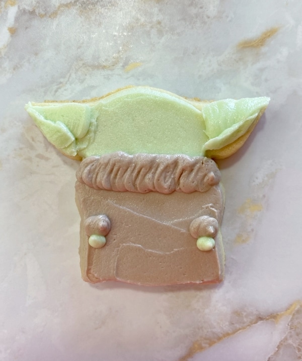 baby yoda cookies piped ears completed