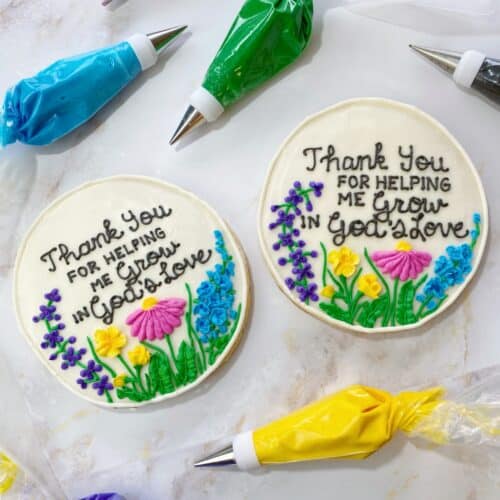 teacher appreciation cookies with buttercream