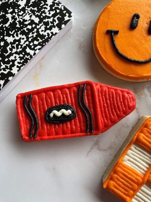 back to school cookies red crayon cookie