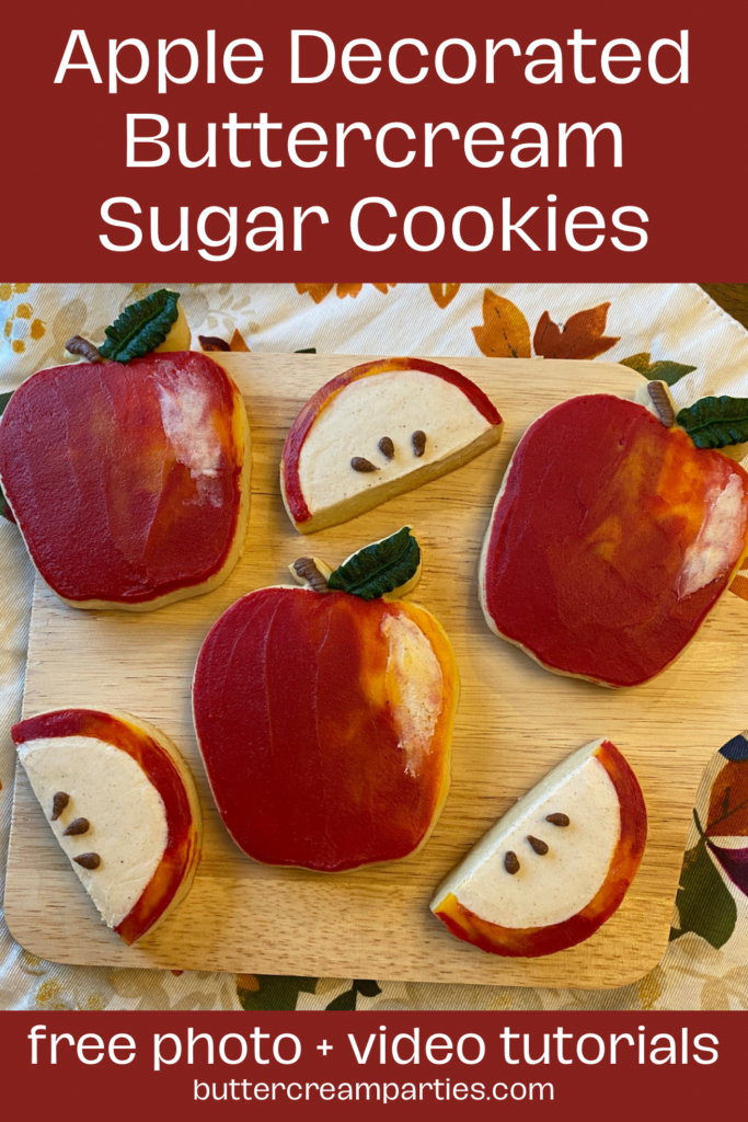 apple decorated sugar cookies buttercream cookie decorating tutorial