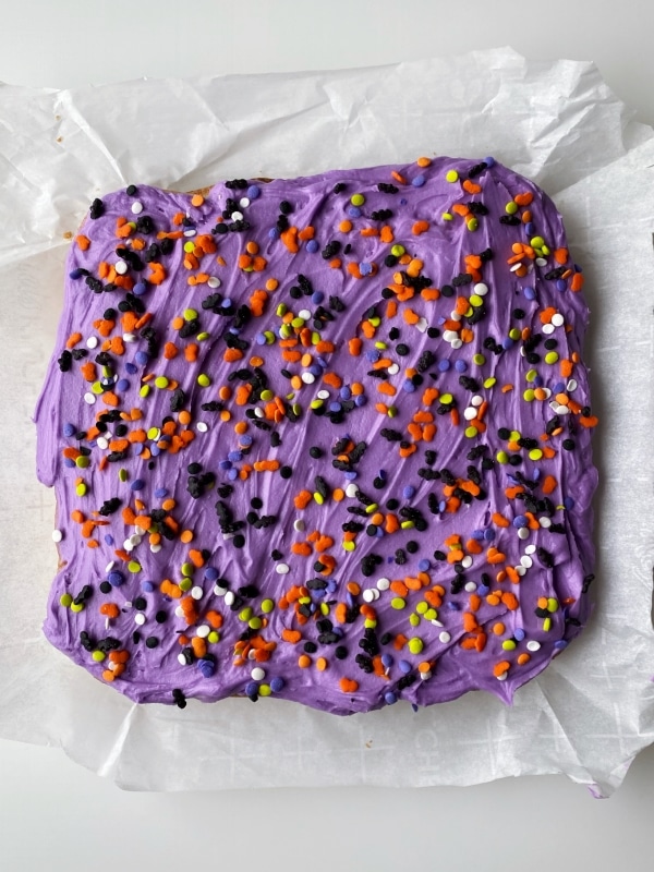 Frosted Halloween Sugar Cookie Bars