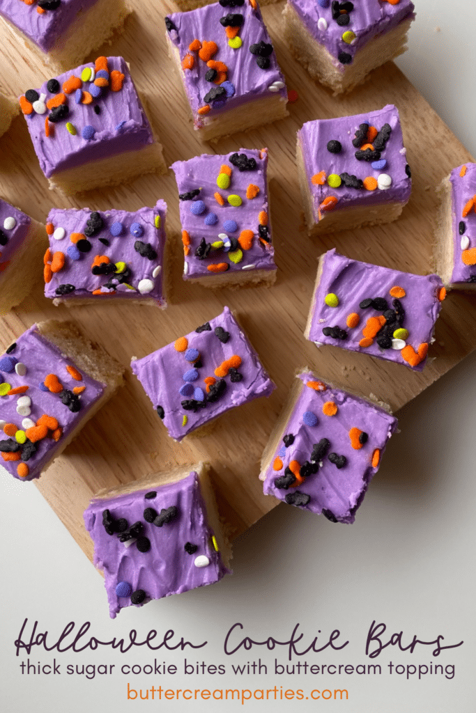 Thick Halloween Sugar Cookie Bars with Buttercream Frosting