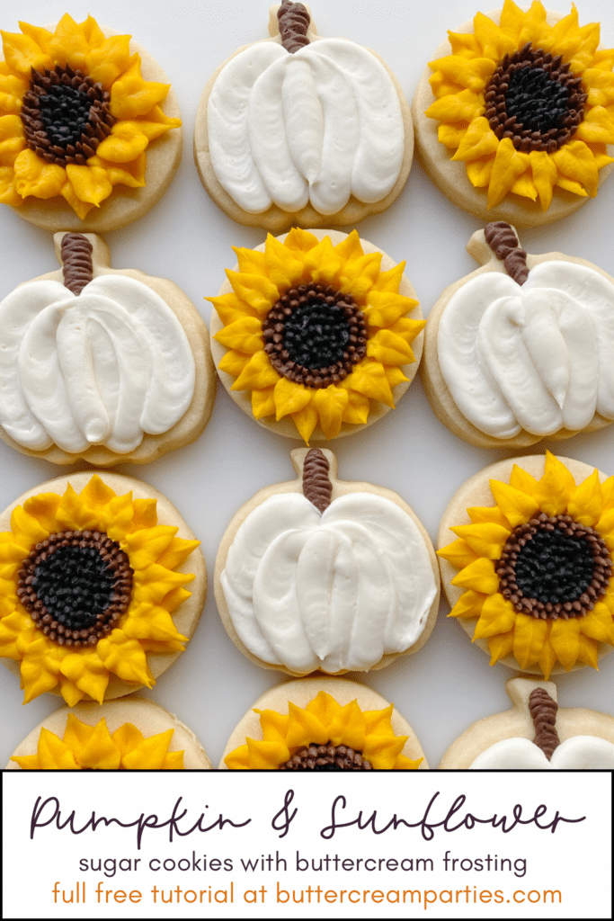 buttercream sunflower and pumpkin sugar cookies