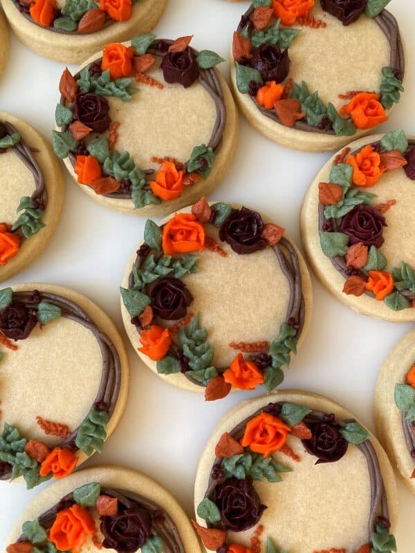 decorated fall wreath cookies