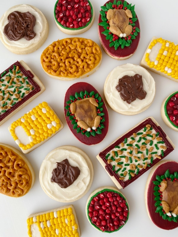 decorated thanksgiving sugar cookies