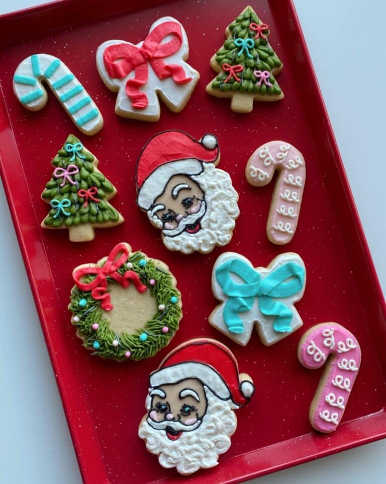 Anthropologie Inspired Vintage Santa Sugar Cookies – Cookie Decorating Tutorial