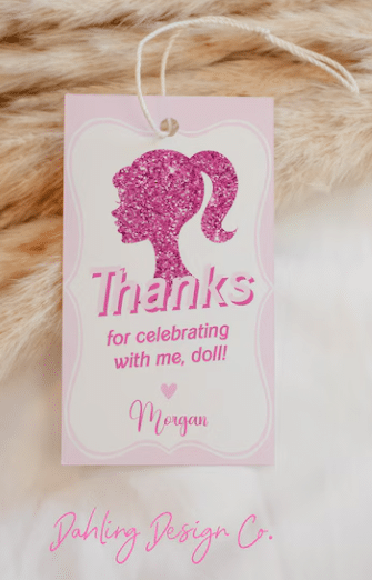 barbie birthday party favor tag