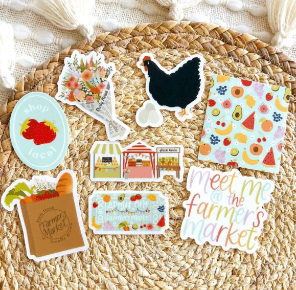 farmers market stickers for locally grown baby shower favors