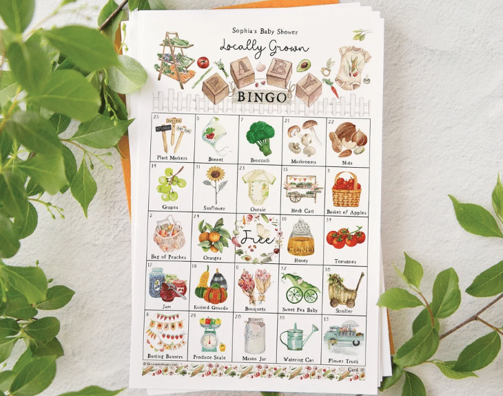 locally grown baby shower games bingo