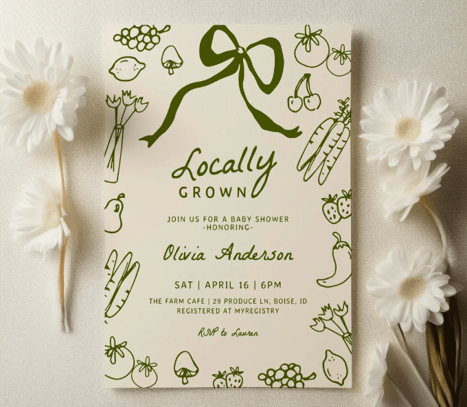 locally grown baby shower invitation