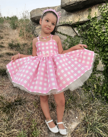pink gingham barbie dress for a barbie birthday party dress