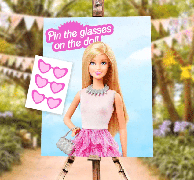 pin the glasses on Barbie game