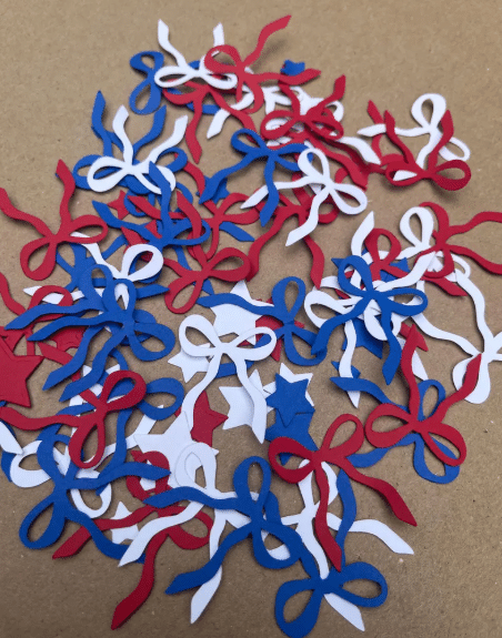 4th of july table decor confetti bows
