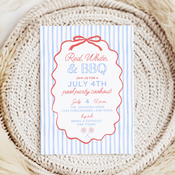 4th of july party invitation girly 4th of july