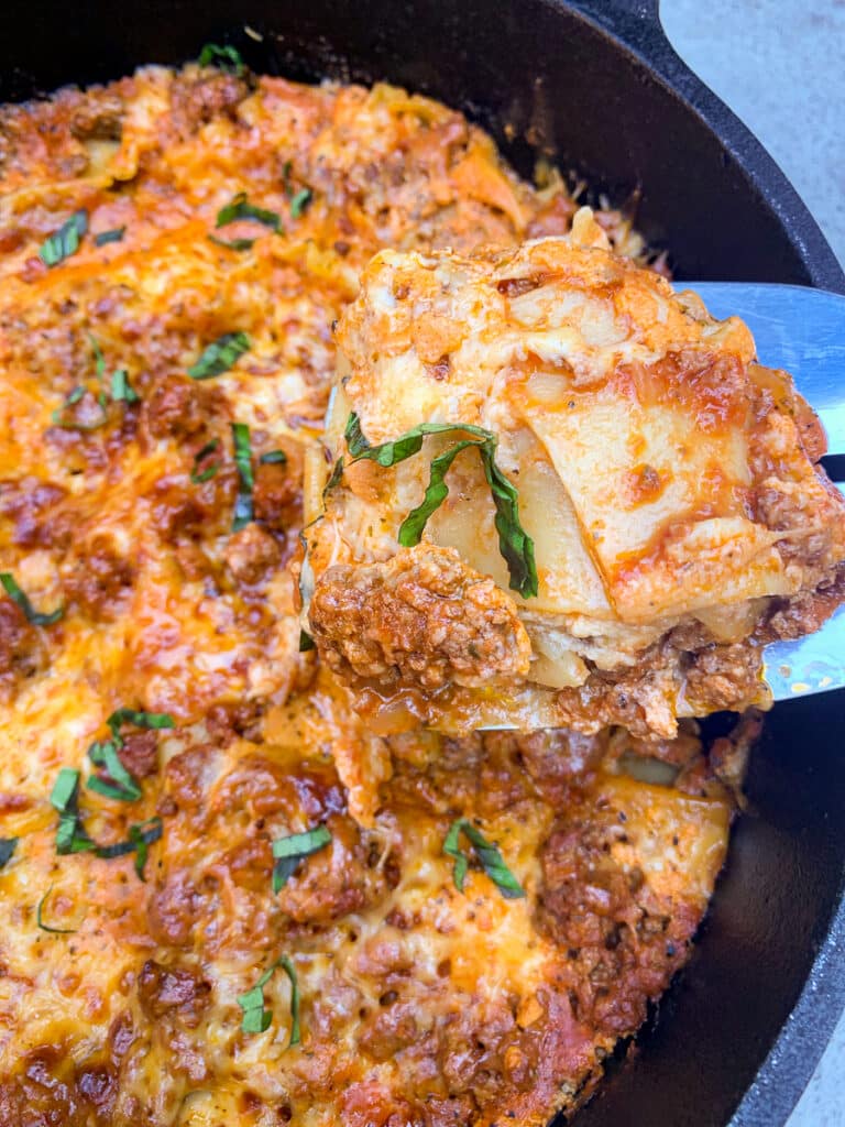dutch oven lasagna for camping