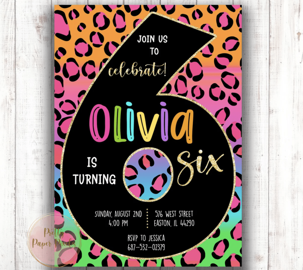 lisa frank birthday party invitation