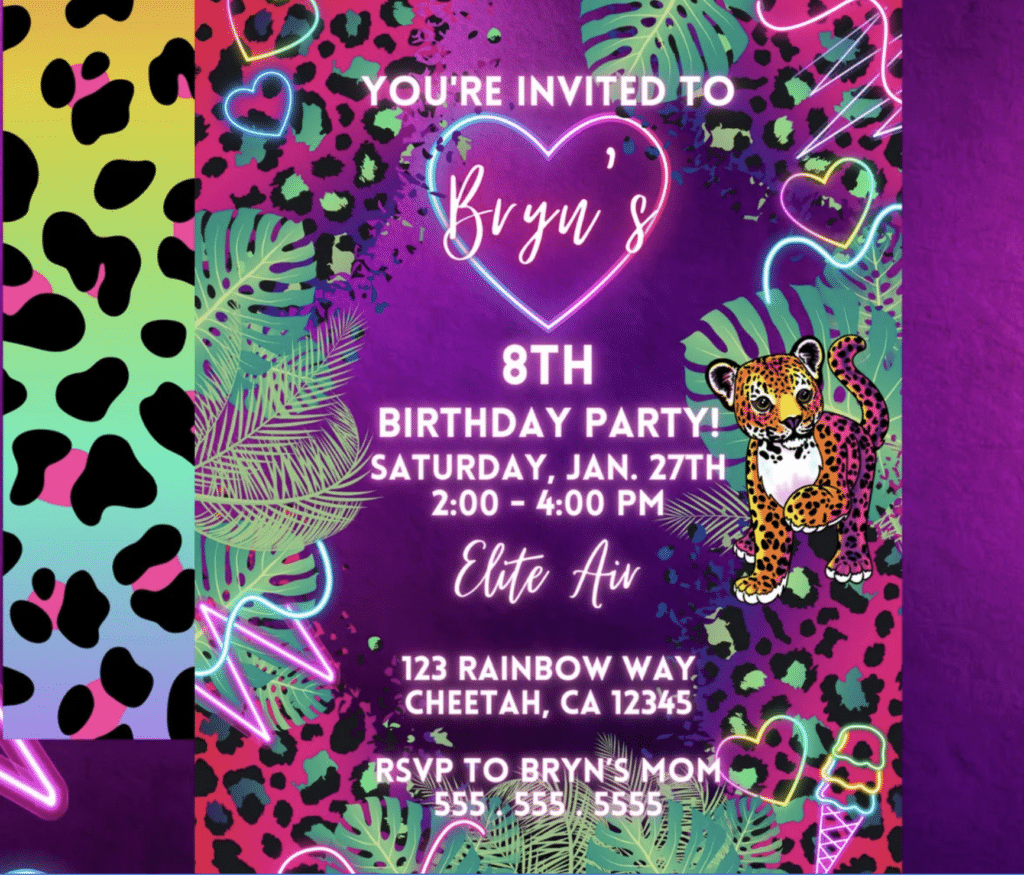 lisa frank birthday party invitation