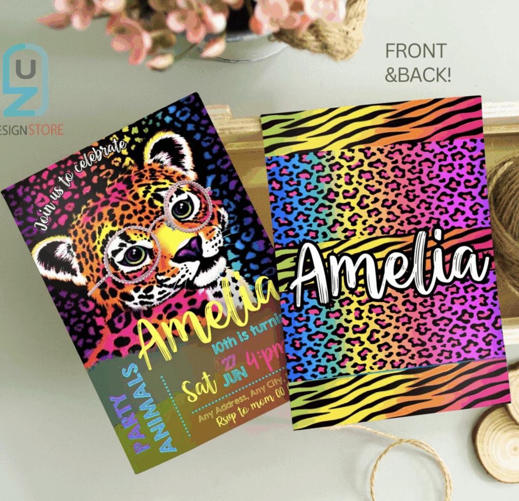 lisa frank party invitation