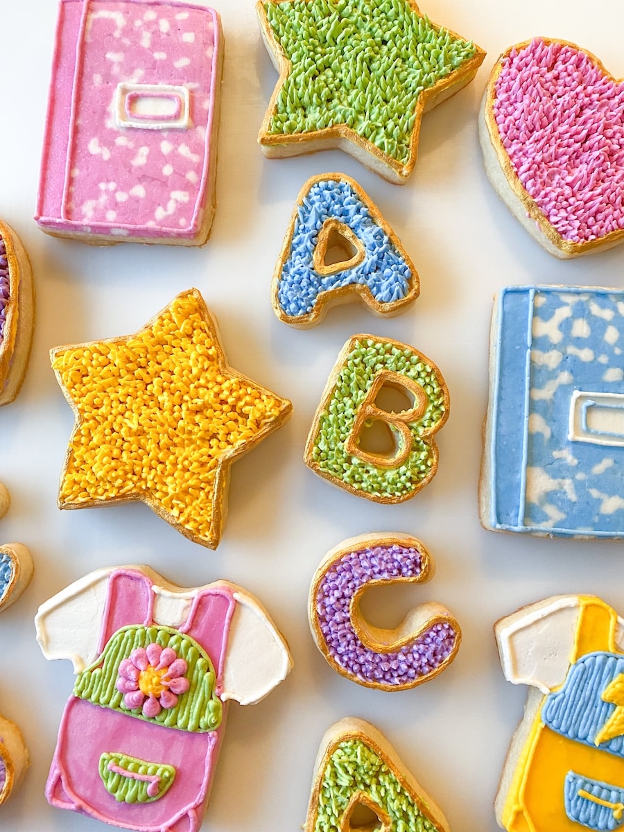 back to school sugar cookies with buttercream frosting