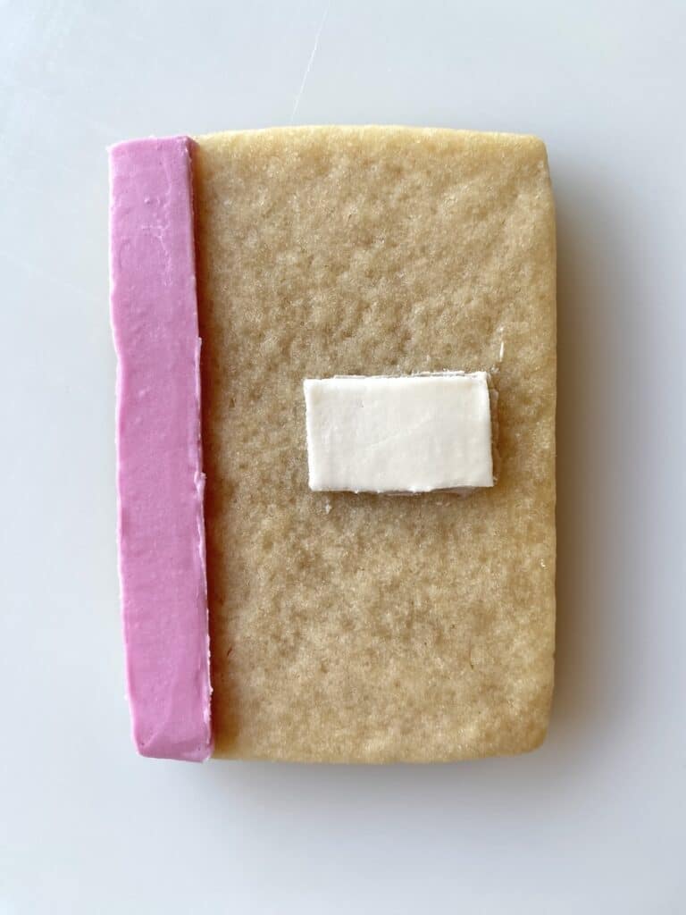 composition notebook cookie with buttercream
