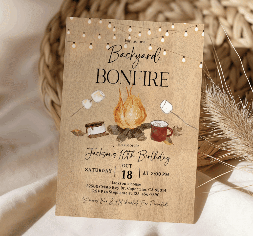 fall bonfire party invitation